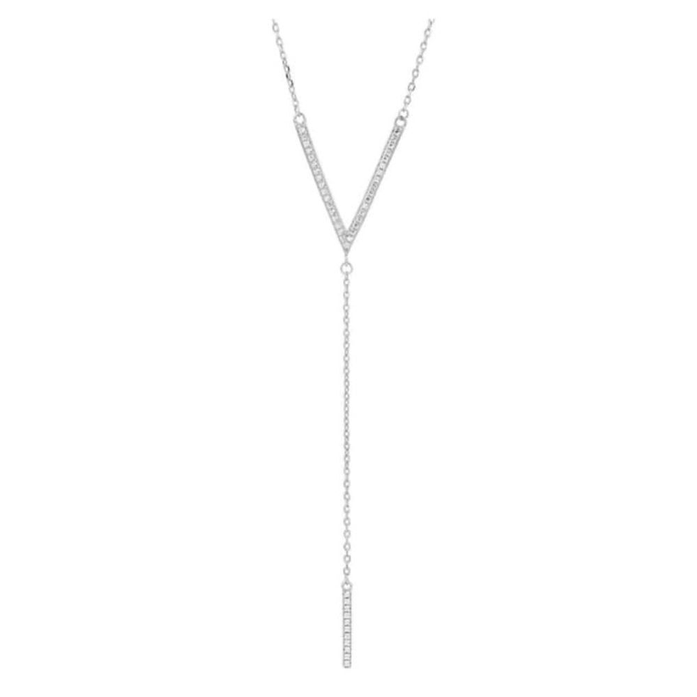 NEW AH Elegant Y Shape Tie Necklace Sterling Silver Chain Necklace